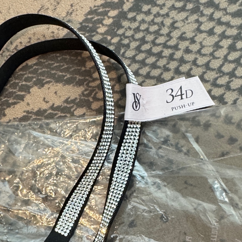 Victoria Secret Black/rhinestone strap Bombshell Women's Bra - Picture 2 of 4